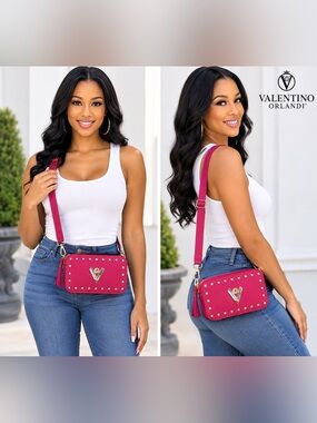 Valentino Orlandi Pink Crossbody w/Studded Details